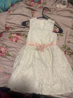 White dress with pink bow girls size 8