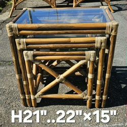 Vintage Bamboo nesting tables set of 3

