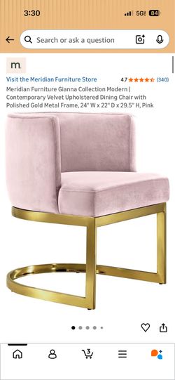 Set of 2 Pink and Gold Velvet Chairs