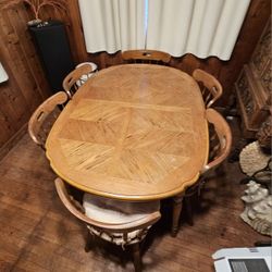 Solid Wood Dining Table  and  6 Chairs and Leaf