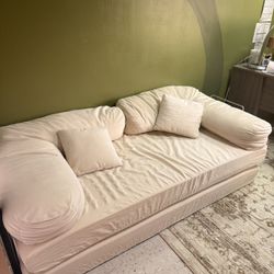 Convertible Compressed Corduroy Folding Sofa Bed, Modern Boneless Pull Out Sleeper Sofa Couch in a Box, 3 in 1 Portable Lazy Floo