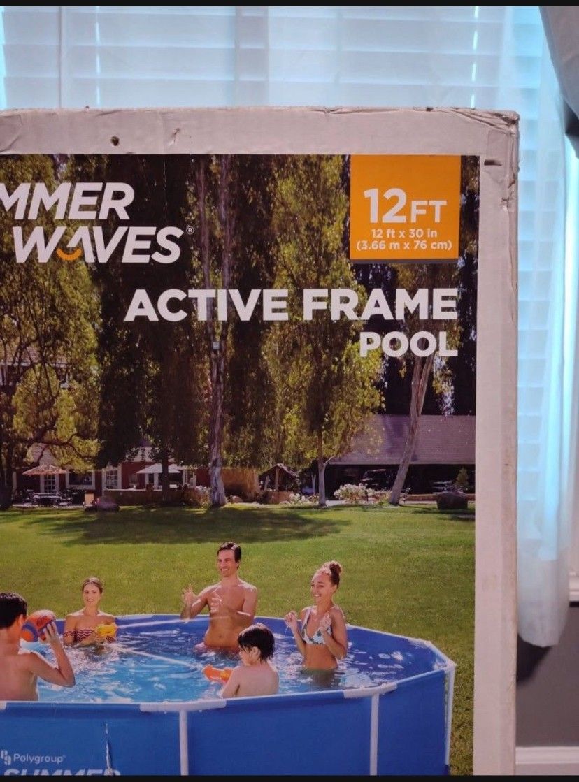 Summer Waves Active Frame Pool 12 Ft, Pool Maintenance Kit, Pool Cover, And Ladder