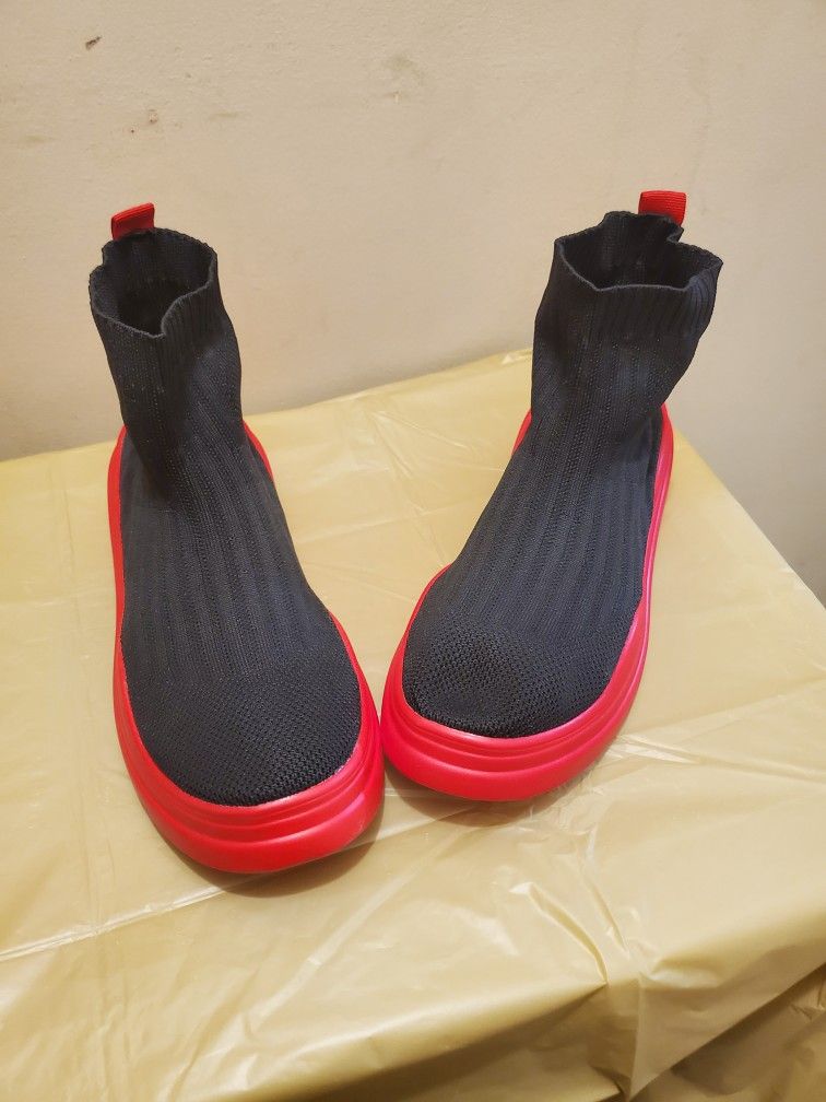 Stylish Black and Red Sock Bootie