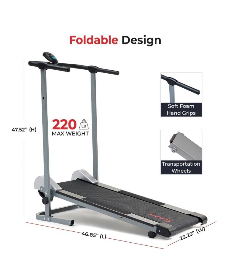 Manual fold up treadmill