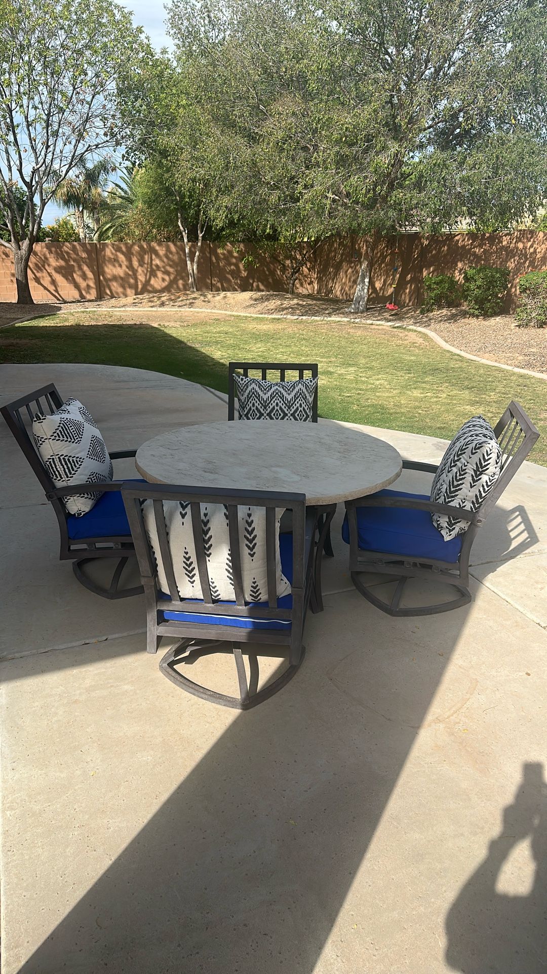 Patio Furniture Faux Stone Round Table. Aluminum Chairs Rocking Swivel