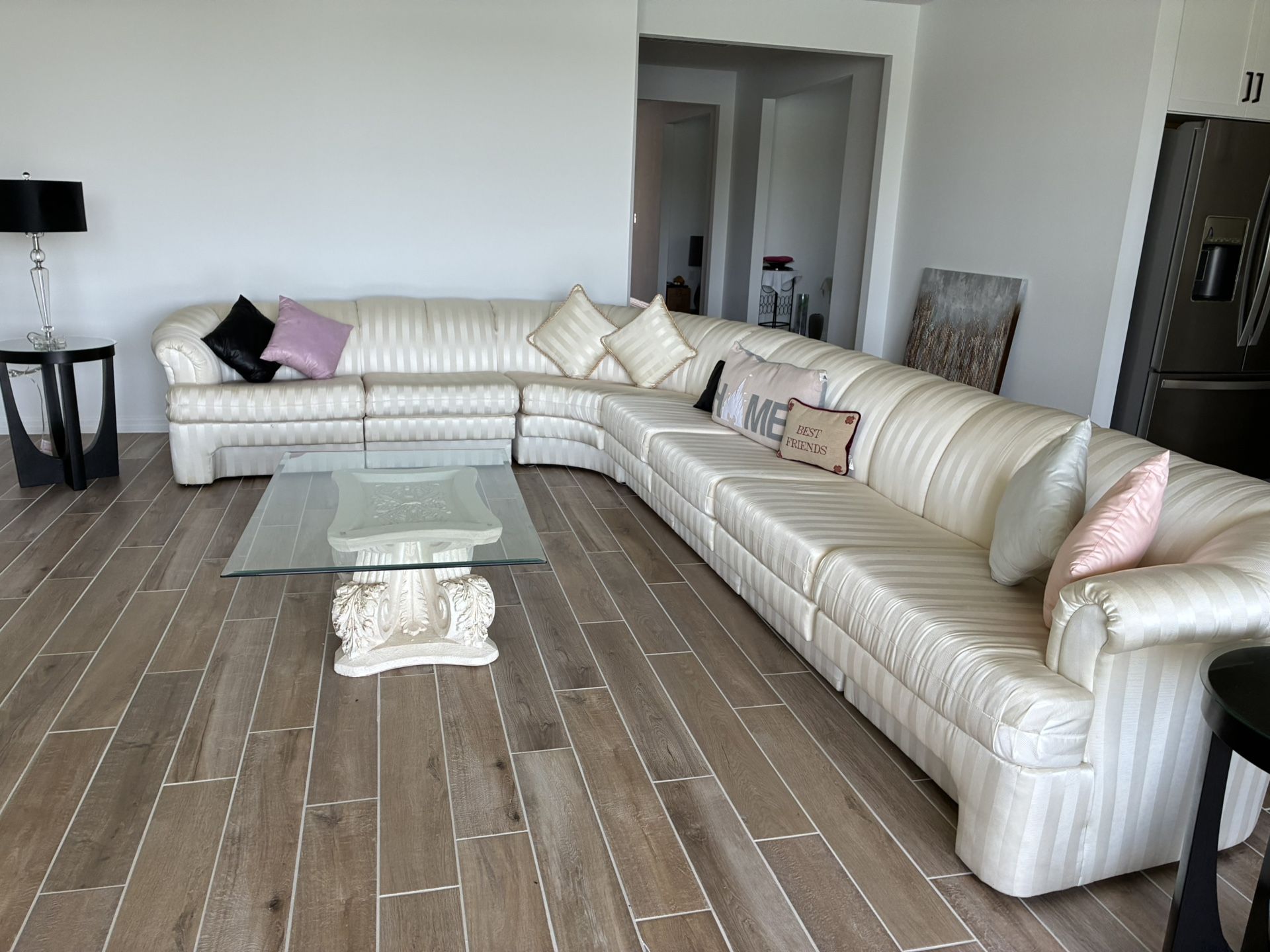 Large White Sectional And Coffee Table 