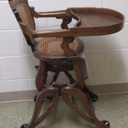 Antique Oak Bentwood High Chair Rocker 