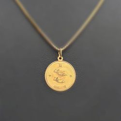 14k solid yellow gold Gemini Zodiac Pendant charm