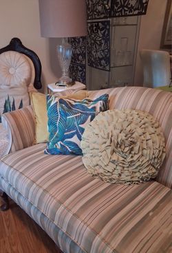 Vintage Striped Upholstered Loveseat/settee Sofa