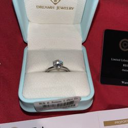 GRA Certified Moissanite VVS1 1ct Diamond Ring Size 6.5