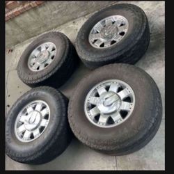4 - 35x12.50r17LT 8x6.5 8x165.1 Stock Hummer H2 Chrome Rims Wheels With Tires !!!!!