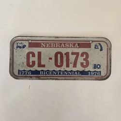 Vintage 1980 Honeycomb Cereal Mini Bike License Plate Nebraska Bicentennial