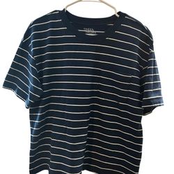 Time and Tru Women's Navy and White Striped Short Sleeve Tee