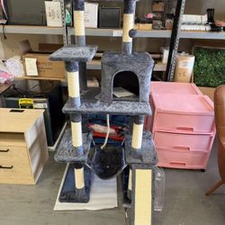 New Large Multi-Level Cat Tree, 63 Inches Tall with Sisal-Covered Scratching Posts
