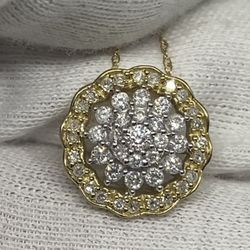 10k Yellow Gold .50cttw Diamond Pendant W/Chain