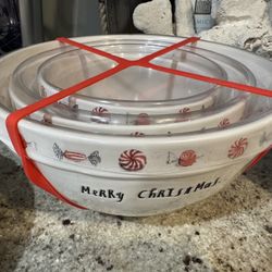 Rae Dunn Merry Christmas 3 Bowl Set