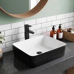NEW Ceramic Bathroom Sink 19" x 15" vessel sink and faucet