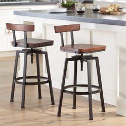 2 Used Elm Lane Adjustable swivel bar stools