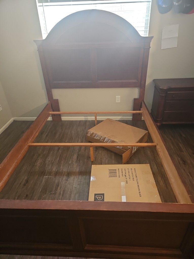 Queen bed frame and two end tables