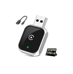 Wireless CarPlay Adapter for iPhone, 5.8GHz WiFi Bluetooth 5.3 Fast Auto Connect Dongle, USB A/C Dual Port Mini Metal Shell, Plug & Play Compatible wi