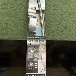 Zenna Home NeverRust 50 in. to 72 in. Aluminum Dual Mount Curved Shower Curtain Rod in Brushed Nickel