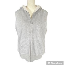 Laura Scott Women’s Large Gray Hooded Zip Up Lined Sleeveless Sweatshirt