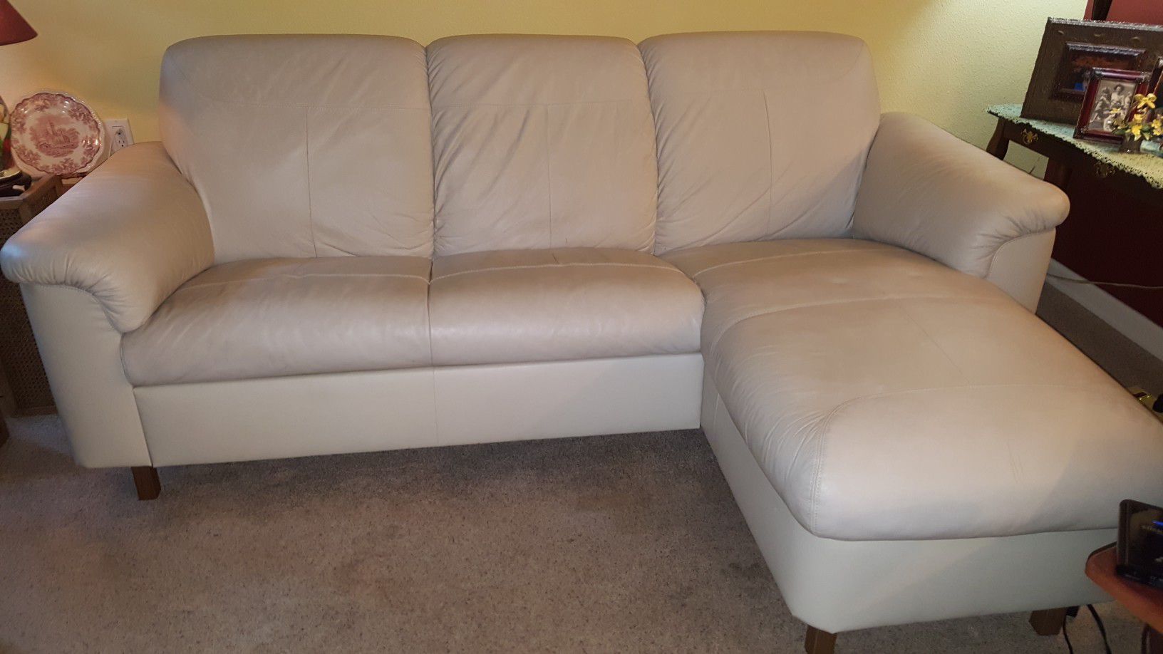 Cozy leather couch w/chaise
