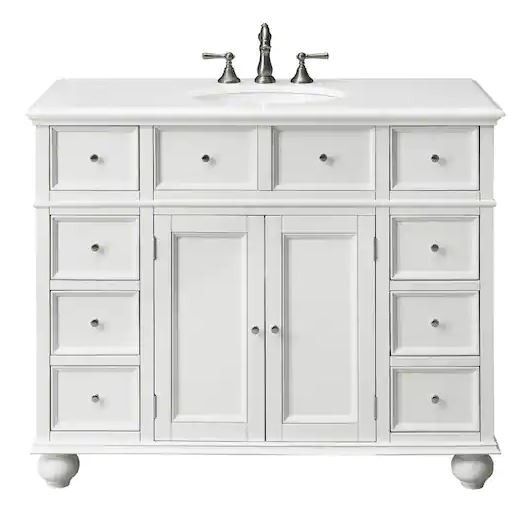 NEW/Boxed - Hampton Harbor 44" Bath Vanity In Dove Gray With Natural Marble Vanity Top