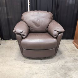 Plush Brown Leather Swivel Arm chair
