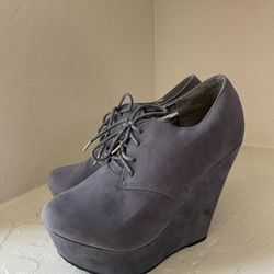Grey Women’s Heels With Laces Women’s Wedges 