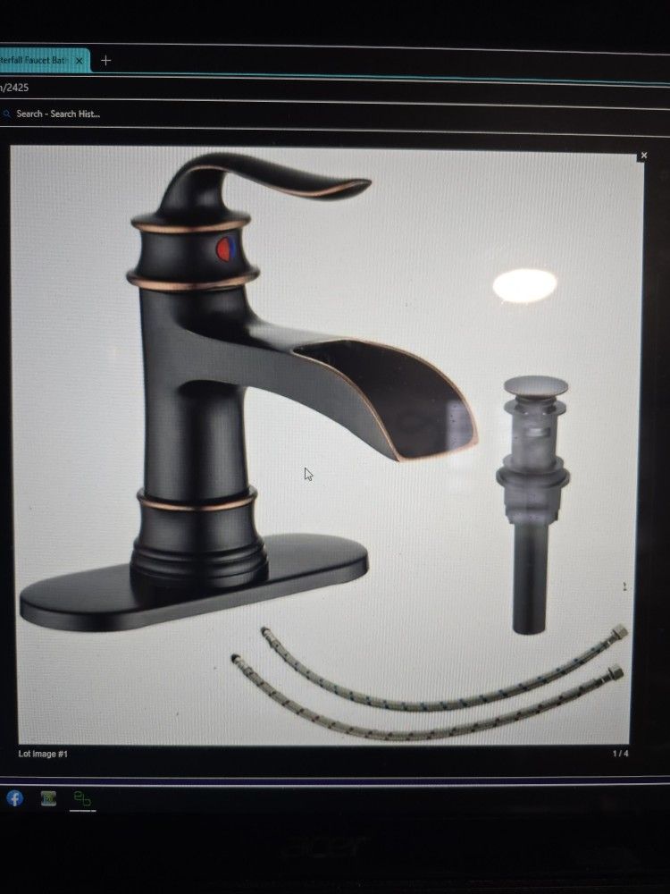 Franston Waterfall Bathroom Sink Faucet Single Handle One Hole Oil Rubbed Bronze # 326