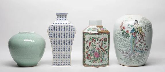 Set of four Chinese export porcelain vases. Size varies.