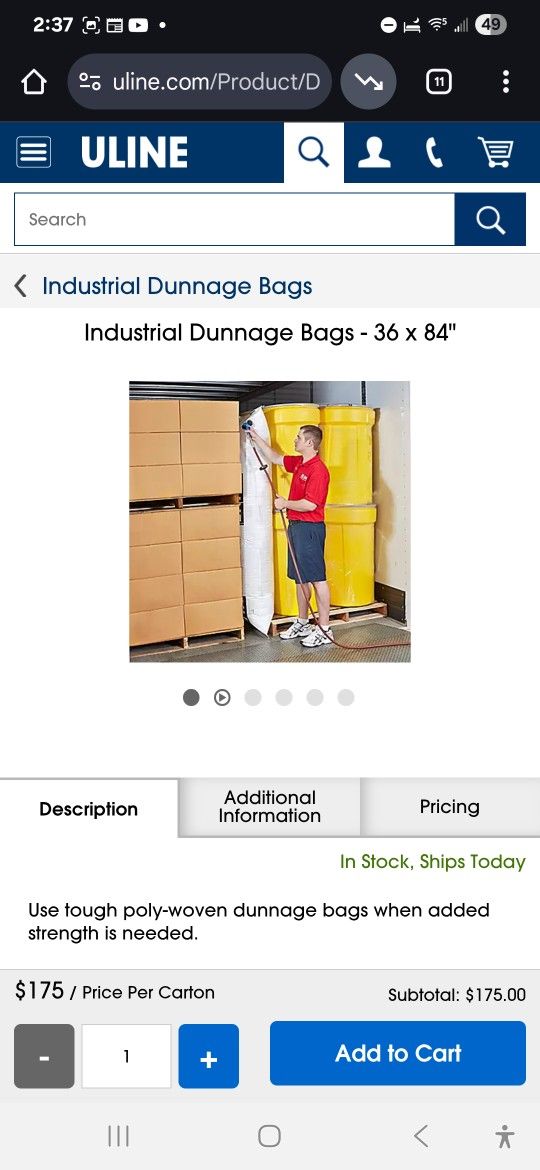 36x84" Inflatable Industrial Dunage Bag
