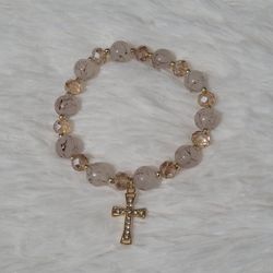 Glass Beaded Stretch Bracelet With Charms, NWOT 