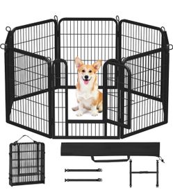 Dog Pen Outdoor, 6 Panels 32 Inch Puppy Playpen for Cat/Rabbit/Small Animals Heavy Duty Foldable Pet Exercise Fence Enclosure Run Kennel for RV Campin