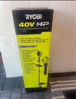 40V HP Brushless 600 CFM 155 MPH Cordless Leaf Blower and Carbon Fiber String Trimmer with 4.0 Ah Battery