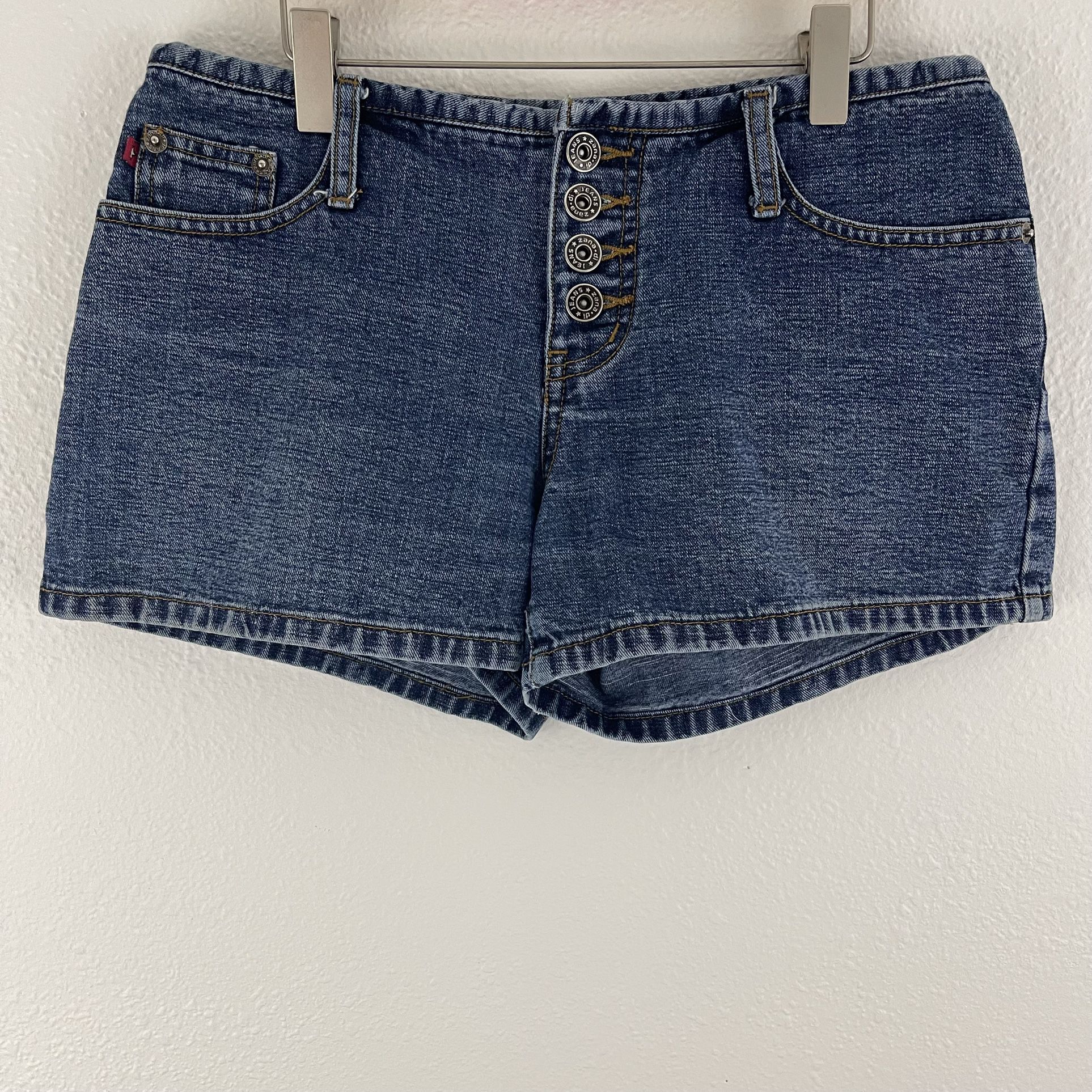 ZANA-DI Vintage Y2K Dark Wash Denim Button Fly Low Rise Summer Jean Short Shorts