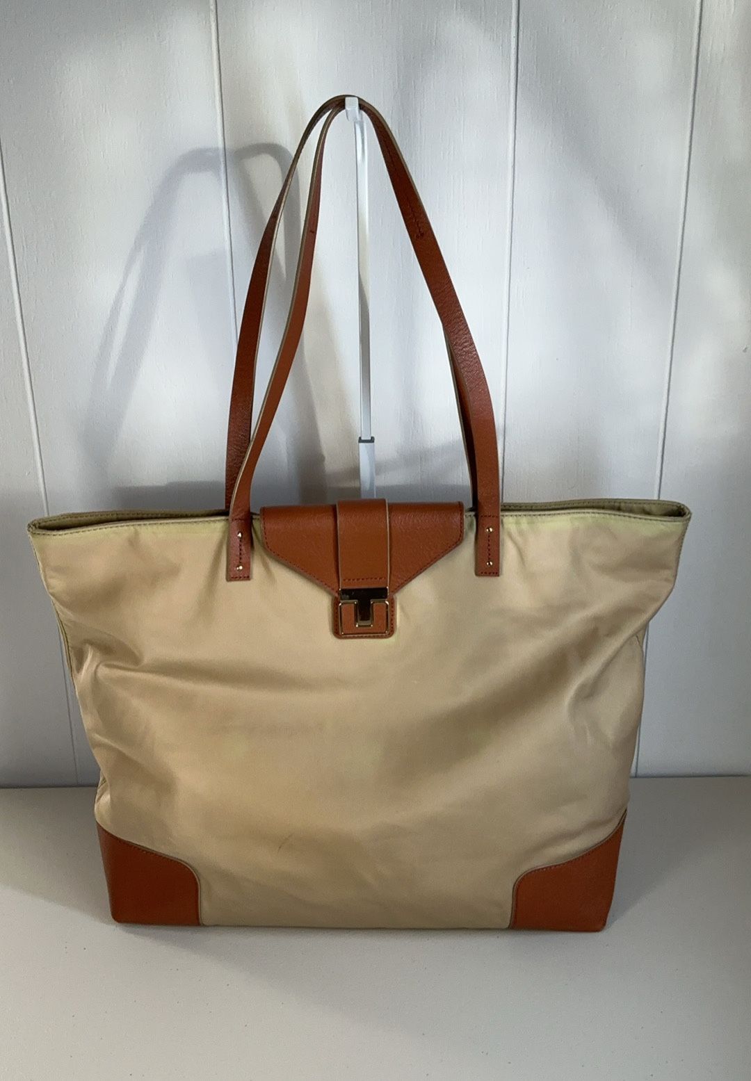 Tory Burch Penn Nylon Tote Bag With Leather Trim.