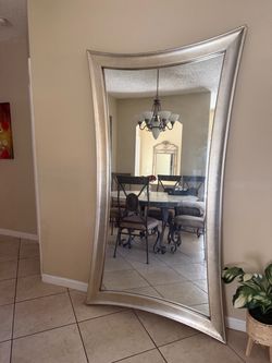 Large Floor Mirror with Silver Frame