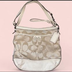 Coach Signature Beige & Cream Hobo Bag 