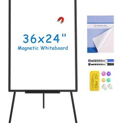 Magnetic Whiteboard Easel Black