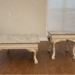 Ornate Marble Coffee & End Table Set