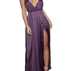 Maxi V Neck Formal Dress - (M) - Purple