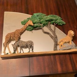 MARTHA CAREY Herd on Safari Mirror Marty 3D Sculpture Giraffe Zebra Lion 