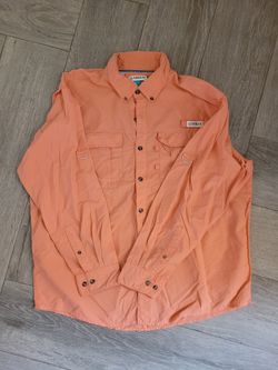 Magellan Mens XL Shirt Outdoor Fish Gear Long Sleeve Vented Solid Orange Relaxed