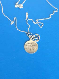 Sterling Silver "Mom of Sons" Charm Necklace 