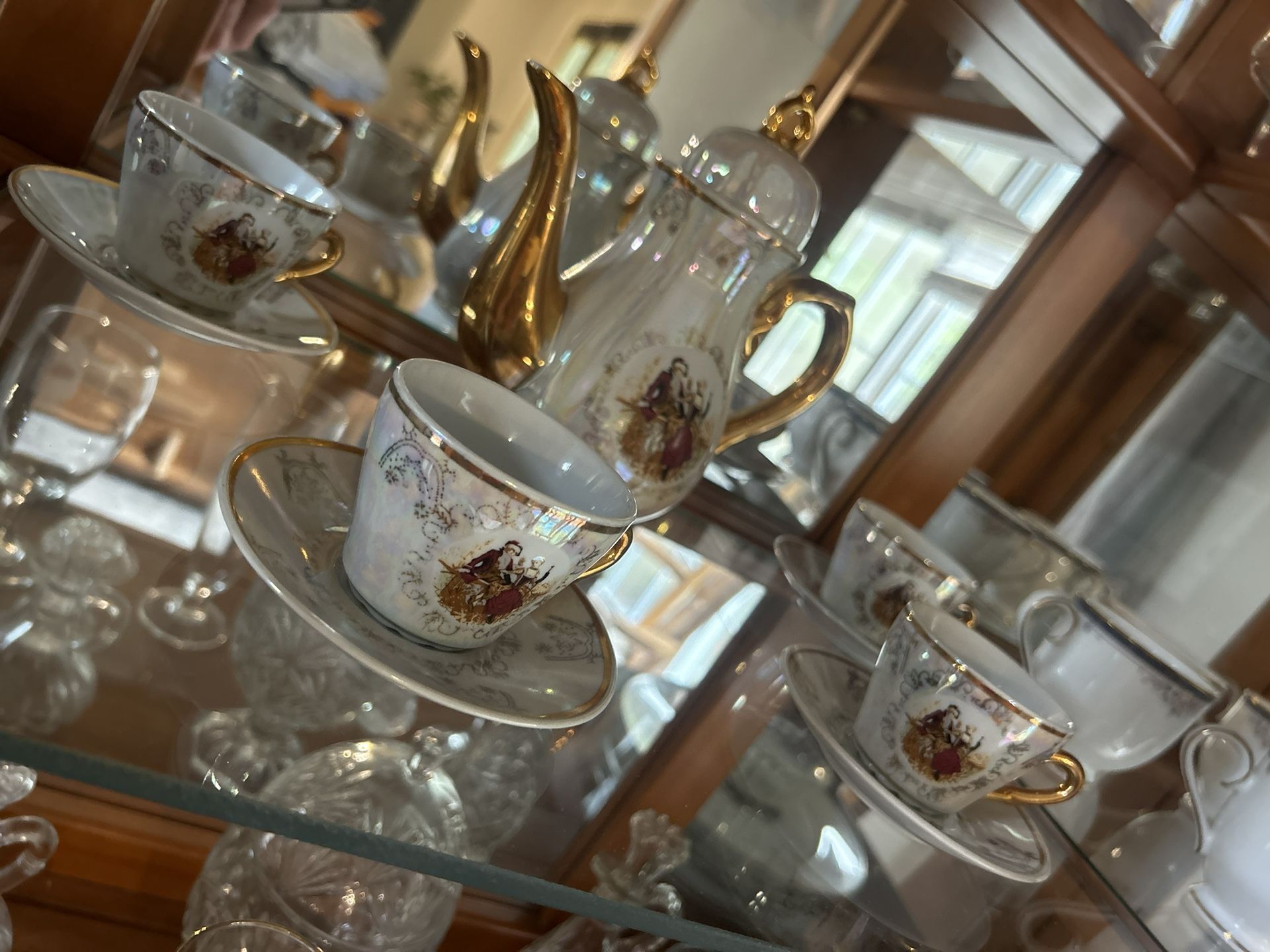 Antique China Cabinet With China