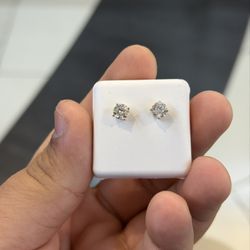 14k  Gold Lab Grown Solitaire Diamond Earrings 