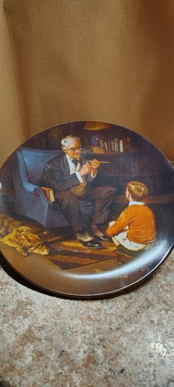 1982 Vintage Norman Rockwell The Tycoon Collector Plate Edwin M Knowles Fine China