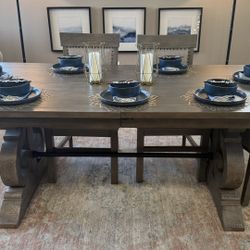 Dining Table, Chairs And Hutch
